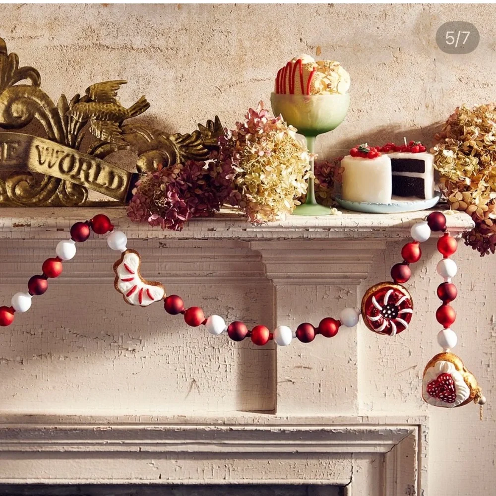 John Derian‎ for Target Glass Cookie Garland 5ft Christmas Holiday Decor Red